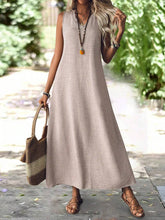 Vestido Longo de Linho com Decote V - Gabriela