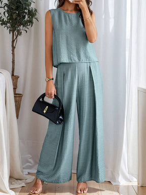 Conjunto de Linho e Calça Plissada