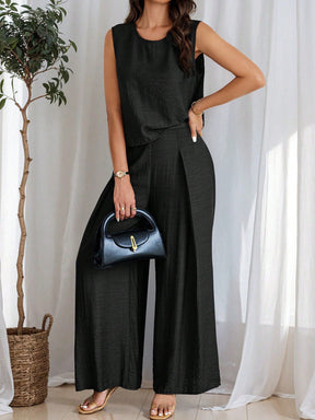 Conjunto de Linho e Calça Plissada