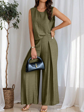 Conjunto de Linho e Calça Plissada
