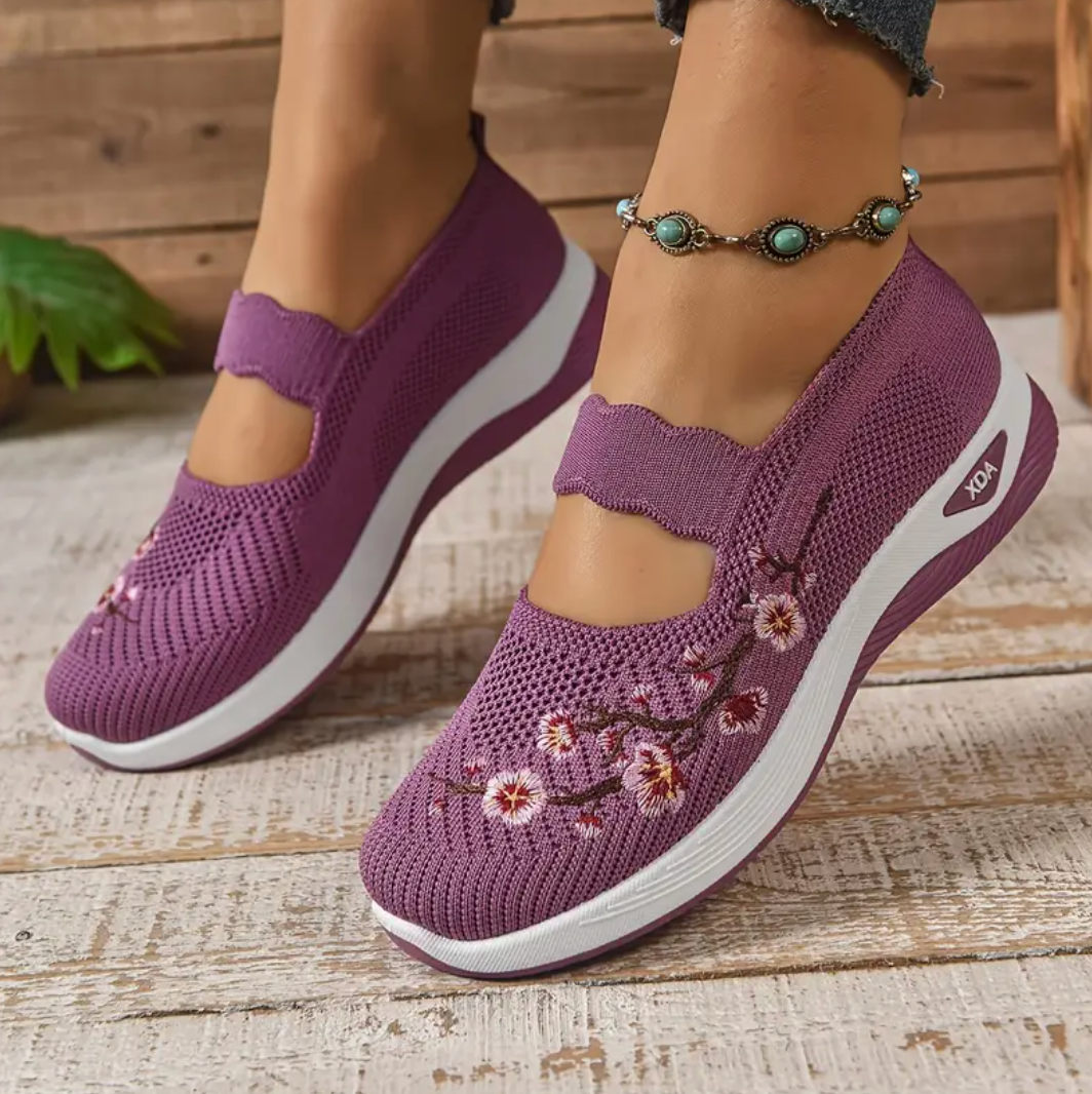 Tênis Ortopédico Comfort Floral + Palmilha Grátis