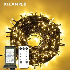 Luzes de Fada LED Impermeáveis - Magia Natalina com Controle Remoto